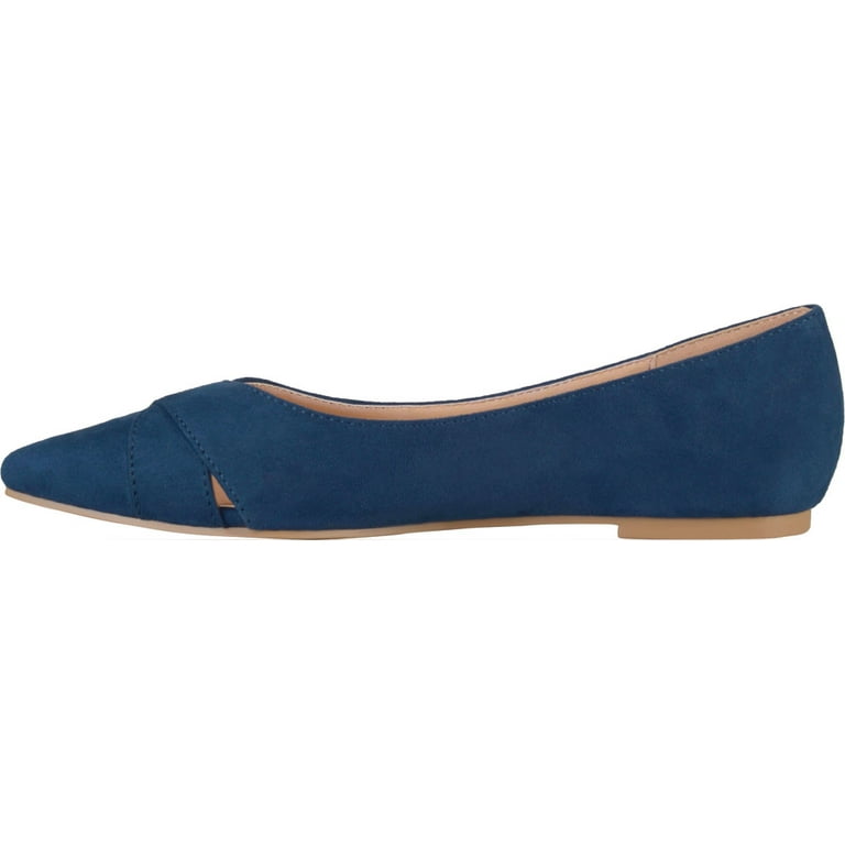 Women's Journee Collection Winslo Pointed Toe Ballet Flat Navy Faux Suede  7.5 M