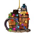 thumbnail image 3 of YAOMOBB Christmas Tree Decoration Creative Cowboy Themed Hat Xmas Tree Pendant Wild West Car Rear View Mirror Hanging, 3 of 7