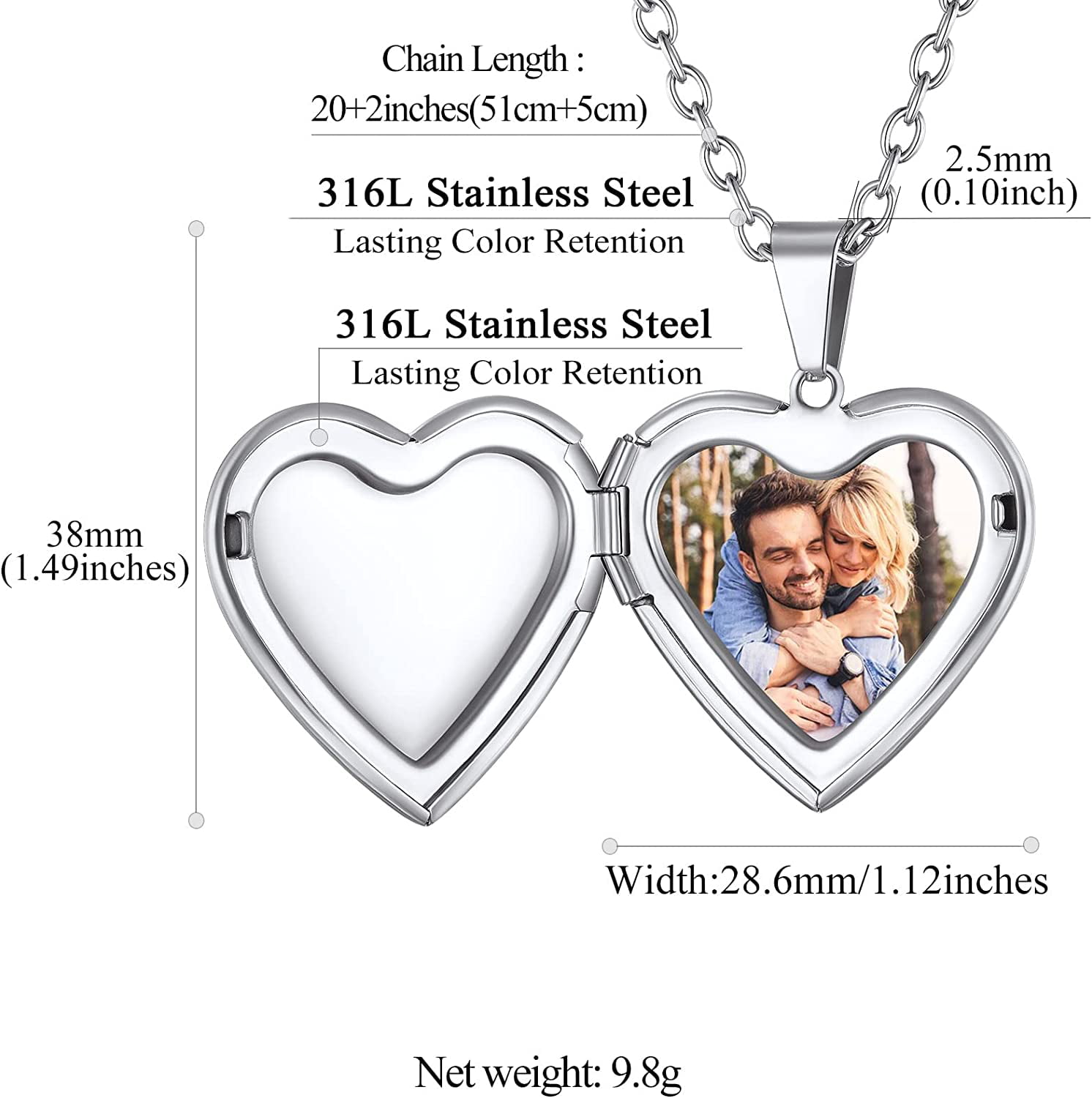 YinShan Angel Wing Locket Necklace That Hold Picture Photo 925 Sterling Silver Heart Locket Pendant for Women Girls Engraved Forever in My Heart