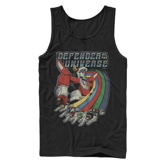 Men's Voltron: Defender of the Universe Retro Rainbow Lions Tank Top Black Small