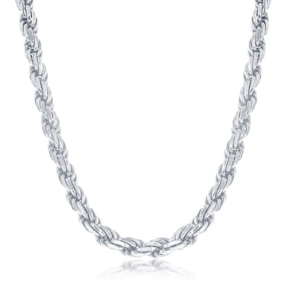 Diamond-Cut 5mm Sterling Silver Solid Rope Chain