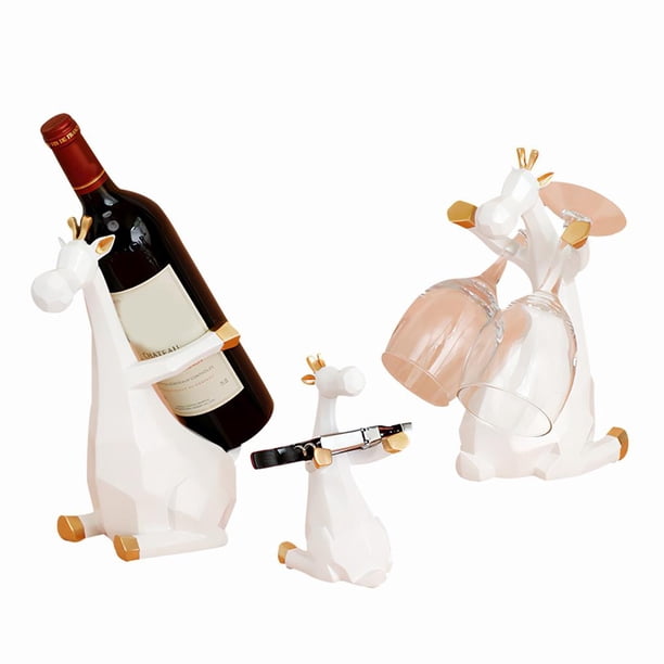 Inteprter Estante para vino con escultura de alce de 3 uds., soporte para botella de vino de alce de resina, estatua multiusos para botella de vino de alce Kits de equipo de elaboración de vino No. 4 Inteprter HA026630-04