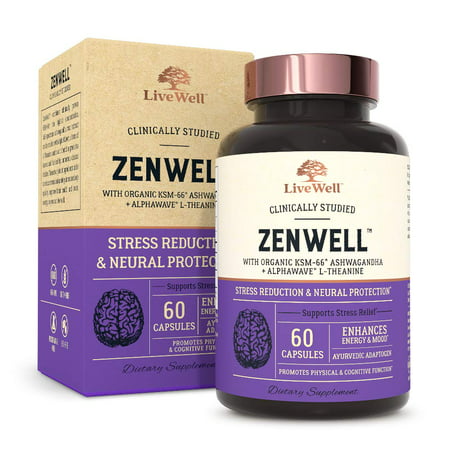 ZenWell - Organic Ashwagandha with KSM-66  Clinically Studied Stress Reduction and Neural Protection (60 Capsules)
