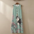thumbnail image 4 of Xoenoiee Cat Cherry Blossom Print Summer Dresses for Women 2026, Vacation Outfits Casual Sleeveless Sundress Resort Wear, Cotton Linen Lightweight Maxi Dress with Pockets, Size 3XL, 4 of 7