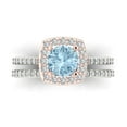 thumbnail image 2 of Clara Pucci 18K White/Rose Gold Round Cut 1Ct Natural Swiss Blue Topaz Engagement Ring + Matching Band - Luxury Box Included, 2 of 7