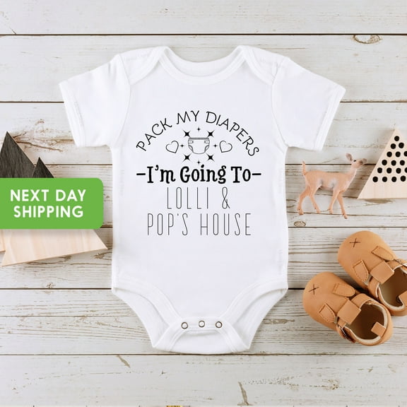 Lolli And Pop Gift Baby Bodysuit, I'M Going To Lolli And Pop'S House, Funny Grandpa And Grandma Present, Clothes Cool Baby Clothing, Cute Baby Onesie, BABY BODYSUIT LAT 4424