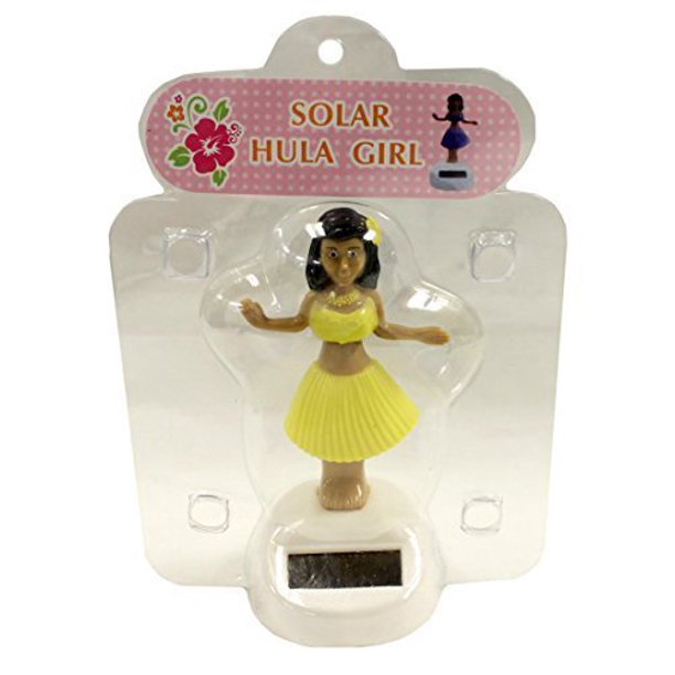 4 Inch Solar Powered Dancing Hula Girl, Yellow, Solar powered dashboard hula girl. By Fun Stuff