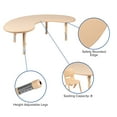 thumbnail image 5 of Flash Furniture Emmy 35"W x 65"L Half-Moon Natural Plastic Height Adjustable Activity Table Set with 4 Chairs, 5 of 10