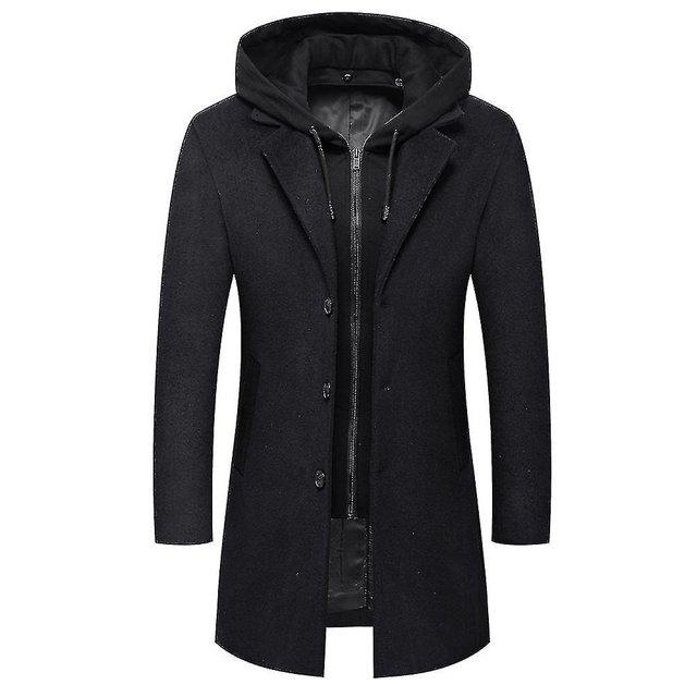 Gabardina con capucha desmontable y largo hasta la rodilla de mezcla de lana para hombre de Swotgdoby