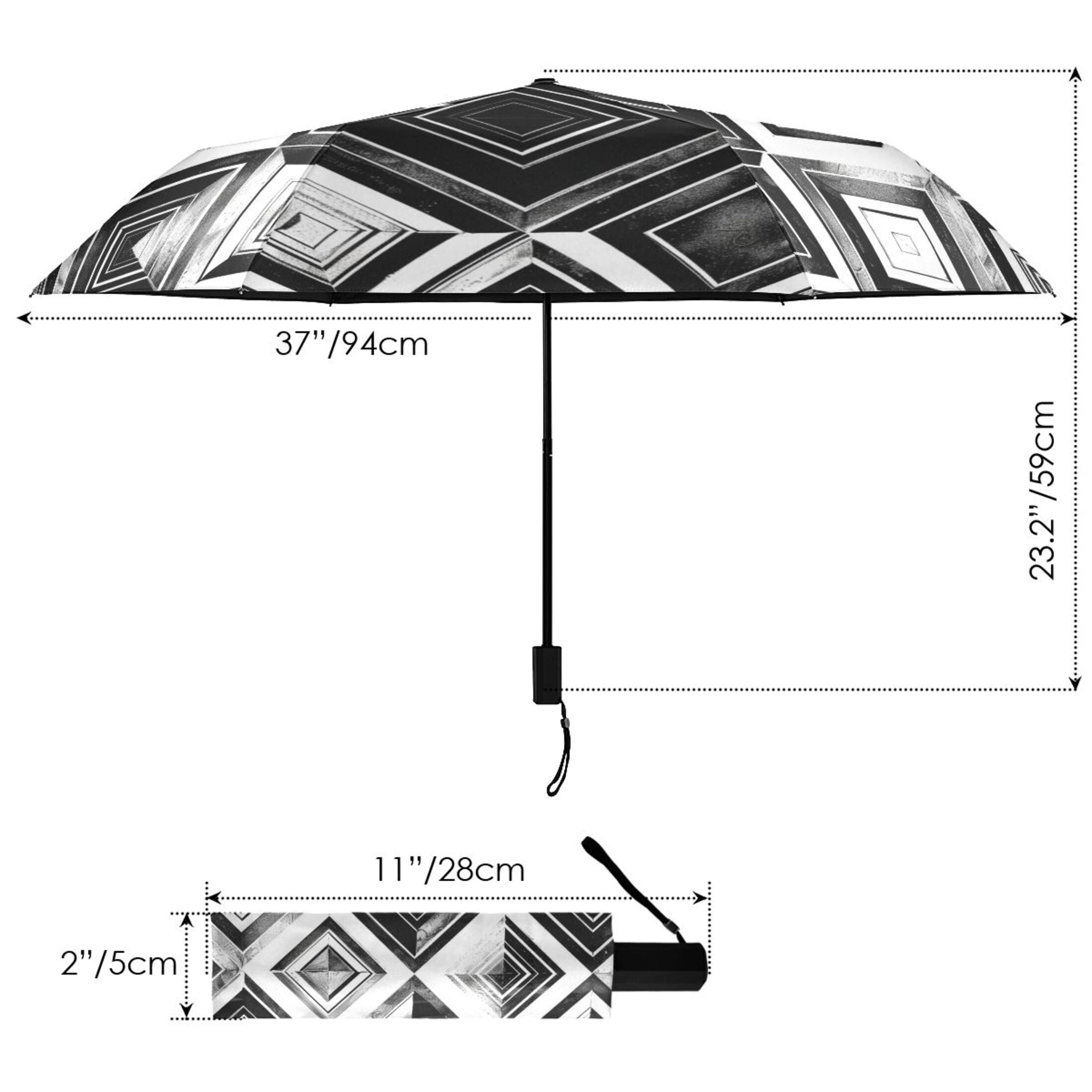 ALAZA Geometry Checkered Plaid Pattern UPF 50+ Compact Folding Umbrella for Rain Travel Umbrella Packable