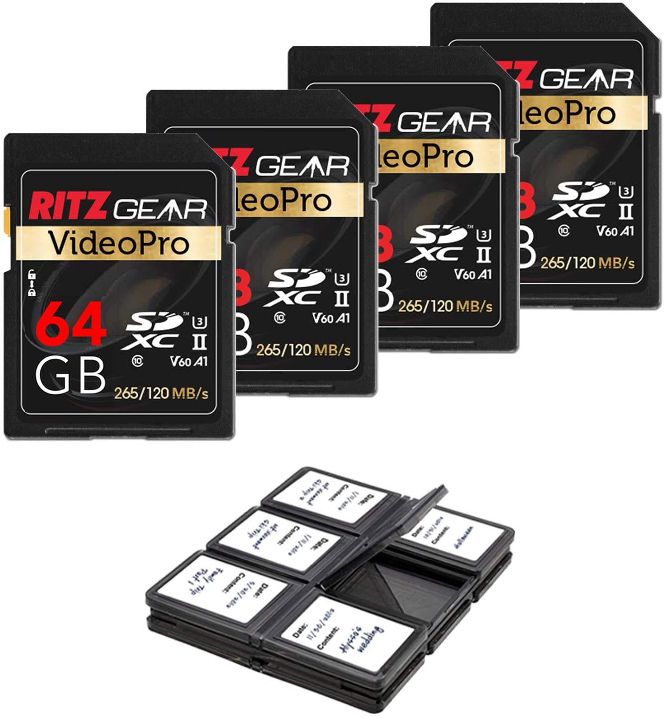 Ritz Gear Extreme Performance Video Pro 64GB 4K 8K Ultra HD SDXC U3 V60 A1  Memory Card 4-Pack (Read 265mb/s 120mb/s Write) - Walmart.com