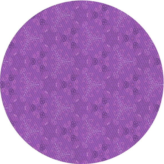 Ahgly Company Machine Washable Indoor Round Transitional Dark Orchid Purple Area Rugs, 4' Round
