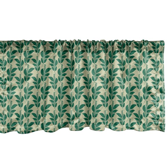 Ambesonne Garden Art Window Valance, Tropical Leafy Plant, 54" X 18", Pale Khaki Forest Green