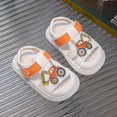 thumbnail image 4 of GiLiling Toddler Closed-Toe Sandals, Cute Colorful Appliqué Hook-and-Loop T-Strap, Soft Non-Slip PU Sandals for Summer Play (White, 3.5-4 Years), 4 of 5
