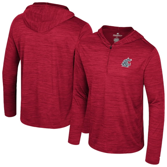 Men's Colosseum Crimson Washington State Cougars Always Sunny Lightweight Quarter-Zip Hoodie