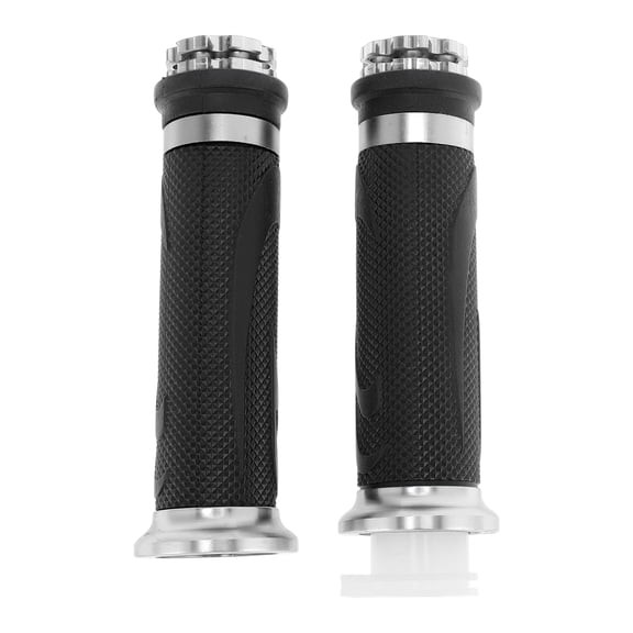 Unique Bargains 7/8" 22mm 15/16" 24mm Motorcycle Hand Grips Cover Kit Non Slip Rubber Handlebar End Grips for Motorcycle Scooter Bicycle ATV Silver Tone