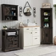 thumbnail image 5 of OKD Farmhouse Entryway Bathroom Storage Cabinet with 3 Drawer, Wooden Accent Cupboard, Dark Rustic Oak, 5 of 8