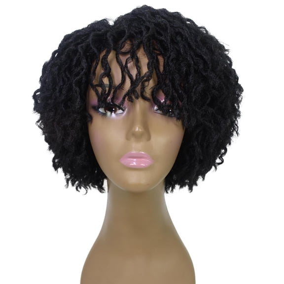 LUXLUXE 10" Black Full Wig for Women | Pixie Cut Synthetic Dreadlock Wig | No Lace, Heat-Resistant for Party & Daily Wear