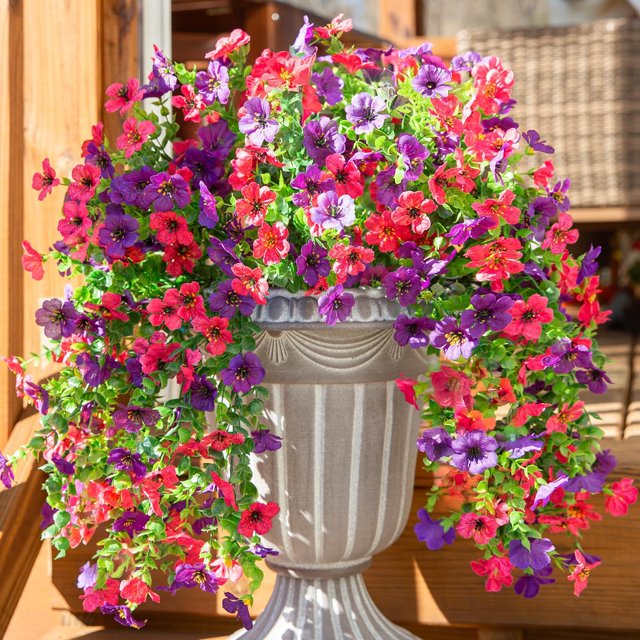 Flores artificiales HyeFlora para decoración exterior, 2 unidades
