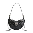 thumbnail image 1 of Bolso de hombro JW PEI Tessa de piel vegana negra aplastada para mujer, 1 of 6