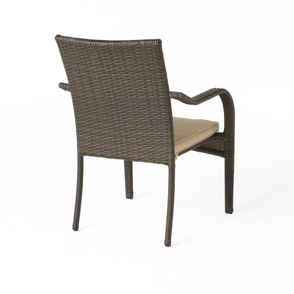 Chairs Set of 4, Outdoor Stackable Patio Dining Chairs with Cushions for Garden, Brown