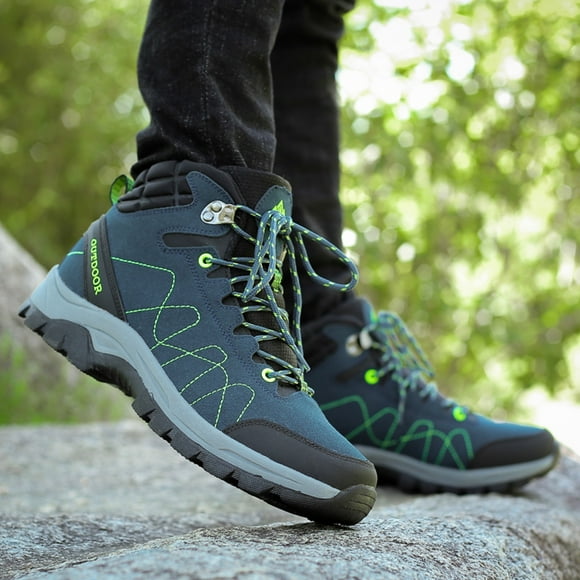 YOUSNH Men Shoes Couple Hiking Shoes Fashion Thick Sole Outdoor Mountaineering Sneakers Men's Boots Dark Blue 7.5