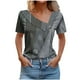 thumbnail image 1 of Tops de Algodón para Mujeres Cuello en V Casual de Manga Corta, Imitación Algodón Primavera Y Blusa de Verano, 1 of 5