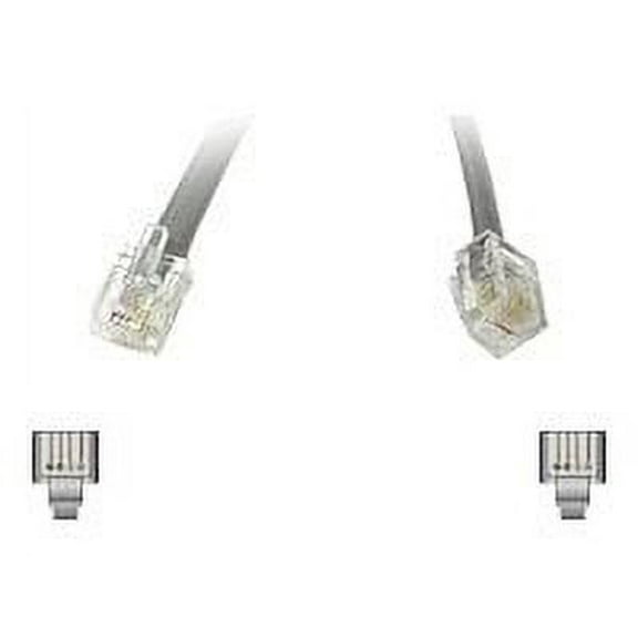 50FT RJ12 6P6C STRAIGHT SILVER MODULAR CABLE