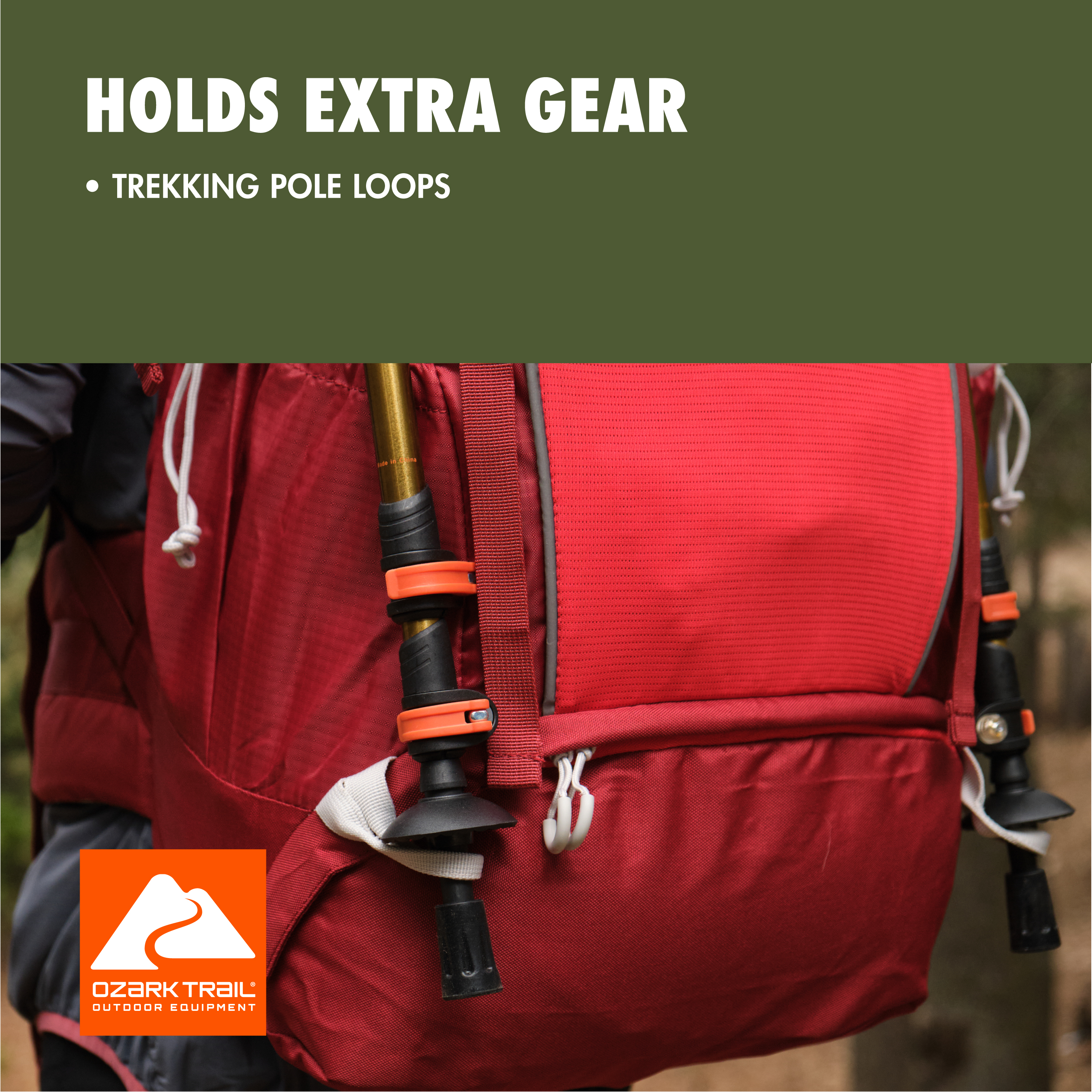 Ozark Trail 47L Hiking Backpack, Red photo 6