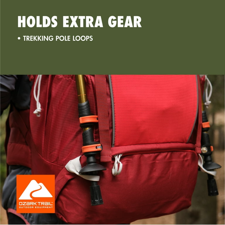 Ozark Trail 47 L Hydration Compatible, Hiking, Camping, Travel Backpack, Red, Unisex, New, Adult Ozark Trail 47 L Hydration Compatible, Hiking, Camping, Travel Backpack, Red, Unisex, New, Adult