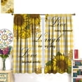 thumbnail image 3 of Sunflower Curtains Vintage Farmhouse Rustic Flowers Yellow White Buffalo Plaid Bedroom Living Room Bathroom Blackout Rod Pocket Decoration Window Drapes 2 Panels W21xL54in, 3 of 6