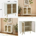 thumbnail image 6 of Boho Sideboard Buffet Cabinet with Metal Grid Decorated, Accent Storage Credenza Cabinet for Hallway, Kitchen, White, 6 of 6