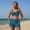 Blue, variant on NTACZA Women's Swimsuits High Waisted Two Piece Bathing Suit with Pocket Bikini Boyshort Ladies Bathing Suits L