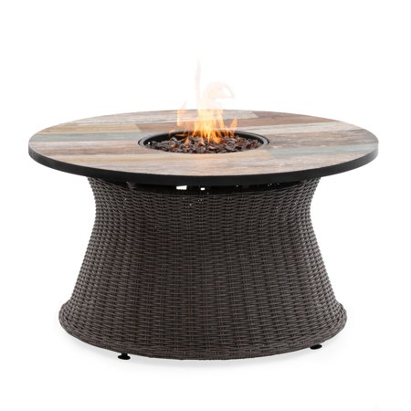 Belham Living Kennet Faux Wood Top Gas Fire Pit Walmart Com