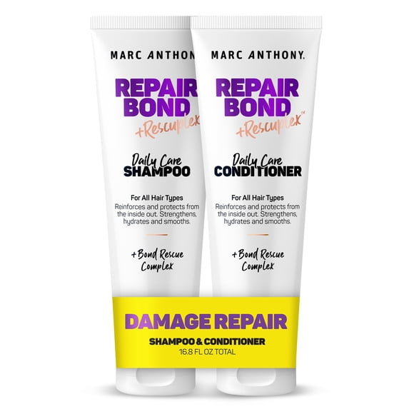 Marc Anthony Repairing Shampoo &amp; Conditioner Set, Repair Bond Rescuplex - Repairs, Strengthens, &amp; Maintains Bonds within Hair - Eliminates Frizz, Flyaways, &amp; Reduce Breakage -