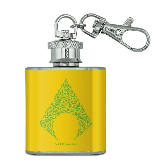 Aquaman Aquaman Icons Logo Stainless Steel 1oz Mini Flask Key Chain