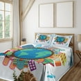 thumbnail image 2 of Ambesonne World Map Fitted & Top Sheet Set with Shams, Urban Life World Motif, Multicolor, 2 of 5