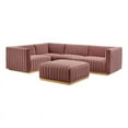 thumbnail image 2 of Modway Conjure 5-Piece Velvet Stainless Steel Sectional Sofa - Gold/Dusty Rose, 2 of 5