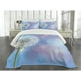 thumbnail image 3 of Ambesonne Dandelion Quilted Bedspread Set 3 Pcs, Bokeh Design Blowball, Queen Size, Sky Blue Pale Pink Green, 3 of 5