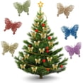 thumbnail image 2 of 20 piezas de adornos navideños con mariposas brillantes, adornos colgantes para árbol de Navidad con mariposas brillantes en 3D, decoración de mariposas artificiales huecas con clips y tallos para cor, 2 of 7