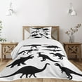 thumbnail image 3 of Ambesonne Dinosaur Quilted Bedspread Set 2 Pcs, Wild Skeleton, Twin Size, Black White, 3 of 6