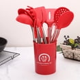 thumbnail image 3 of Ensemble d'Ustensiles de Cuisine en Silicone, Ustensiles de Cuisine 15 Pcs Ensemble d'Ustensiles de Cuisine, Batterie de Cuisine en Silicone Antiadhésive et Résistante à la Chaleur avec Poignée en Acier Inoxydable, Batterie de Cuisine Sans BPA Ensemble d'Outils de Cuisine, Rouge, 3 of 8