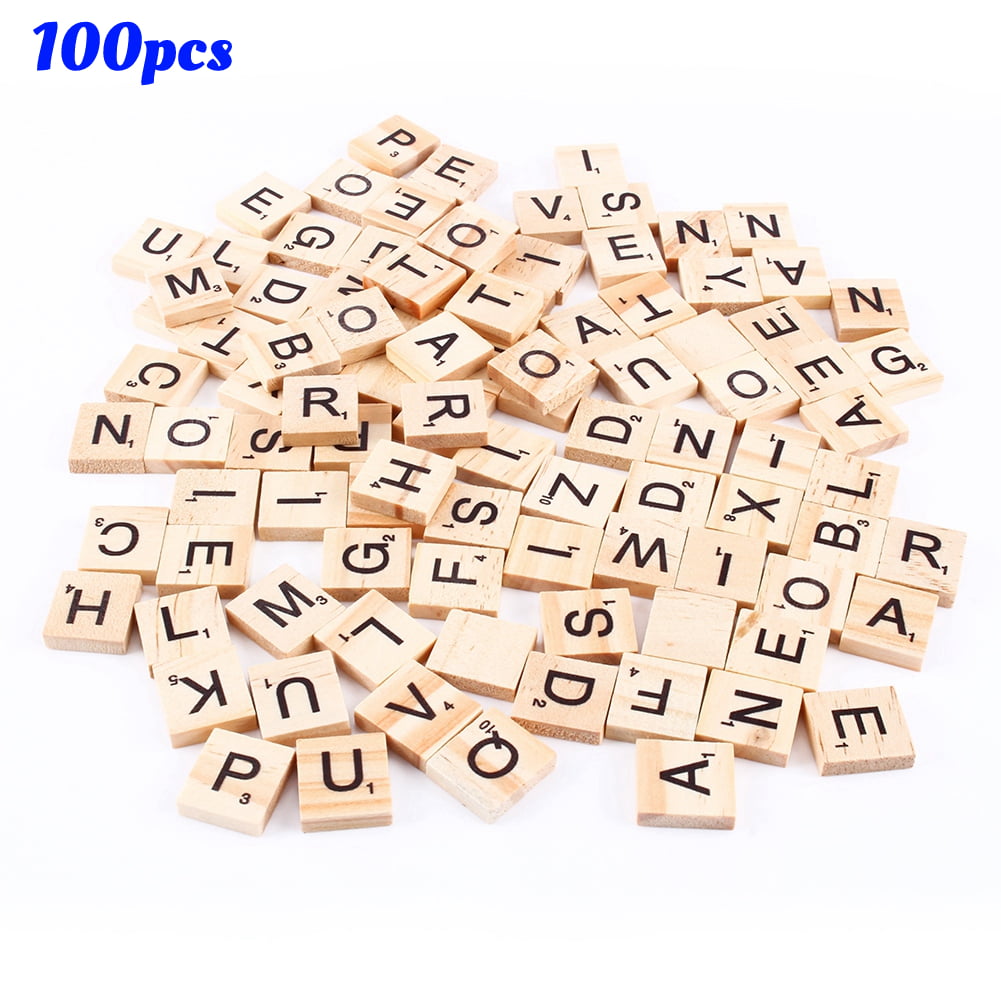 100 x 26 Alphabet Tile with White Silkscreen Number and Letter for Kid's Toy 