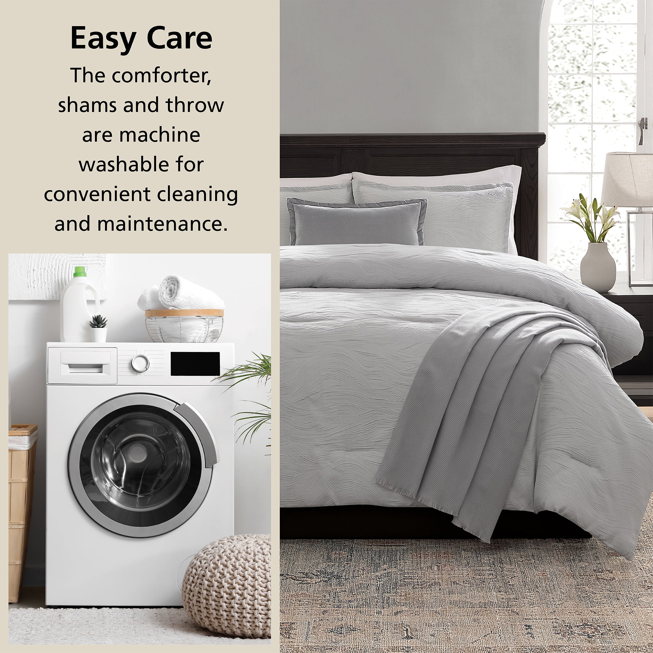 Mainstays Marble 5-Piece Grey Jacquard Comforter Set, King