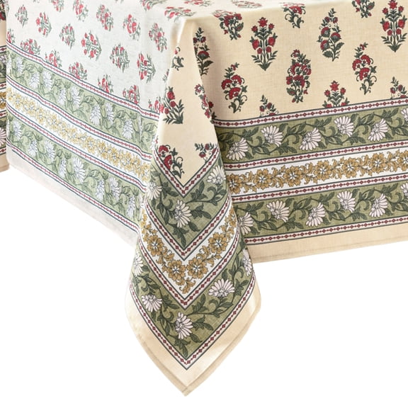 Elrene Home Fashions Nomad Harvest Block Print Rectangle Tablecloth, Multi, 60" x 84" Rectangle