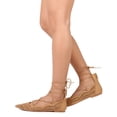 thumbnail image 3 of Qupid EB03 Women Suede Pointy Toe Hollow Out Gilly Tie Wrap Flat, 3 of 3