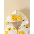 thumbnail image 5 of Coduop Infant Baby Girls Bow Hooded Romper Long Sleeve Print Zip Up Jumpsuit 0-18M, 5 of 9