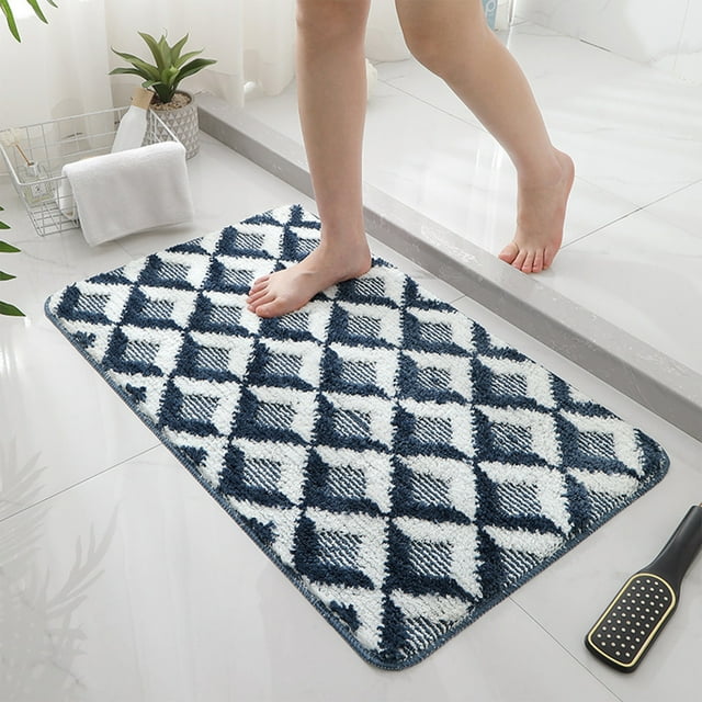 Meitianfacai Bath Mat Floor Rugs, Bathroom Water-Absorbing Mat Machine-Woven Carpet For Secure Grip Bedroom Entryway Rug Non-Slip Doorstep Foot Mat Non-slip Padding,Blue