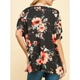 thumbnail image 3 of Made by Johnny Women's Kimono Style Short Sleeve Dolman Cardigan XXXXL BLACK_FLORAL, 3 of 6