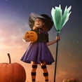 thumbnail image 2 of Halloween Witch Broomstick Prop - Green - Removable Mesh Decoration for Costume Parties, Cosplay, or Photo Booth Accessories, 2 of 9